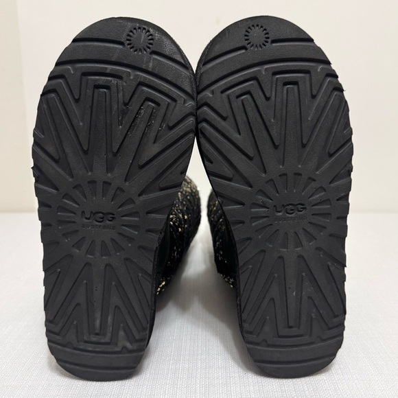 UGG Australia CAMAYA Women's Black/Gold Suede Knit Sequin BOOTS 1006711 Size 7 - Picture 12 of 16